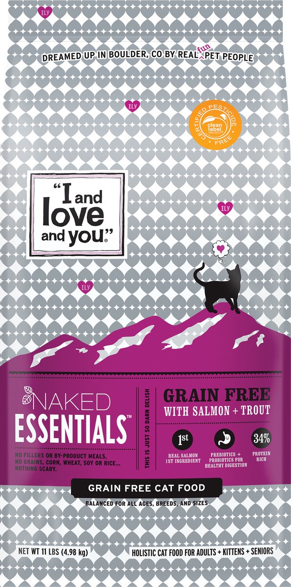 slide 4 of 4, I and Love and You Naked Essentials Grain Free with Salmon + Trout Holistic Cat Food 11 lb, 11 lb