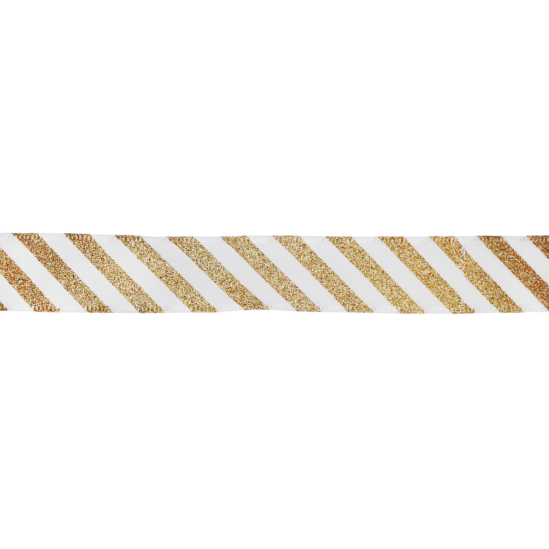 slide 3 of 3, 1.5" X 30ft. Gold Glitter Stripes Wired Taffeta Ribbon By Celebrate It, 1.5 in x 30 ft