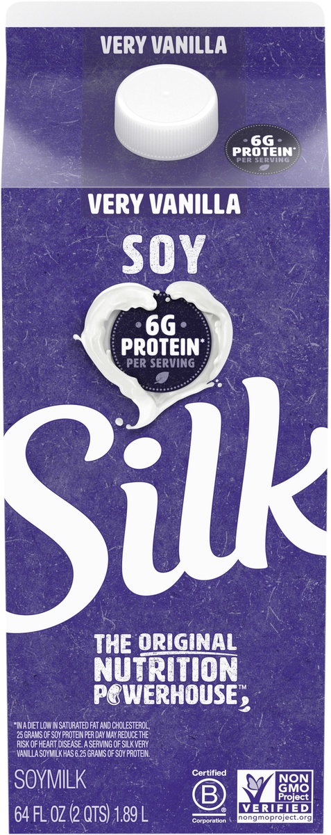 slide 7 of 9, Silk Very Vanilla Soy Milk, Half Gallon, 64 fl oz