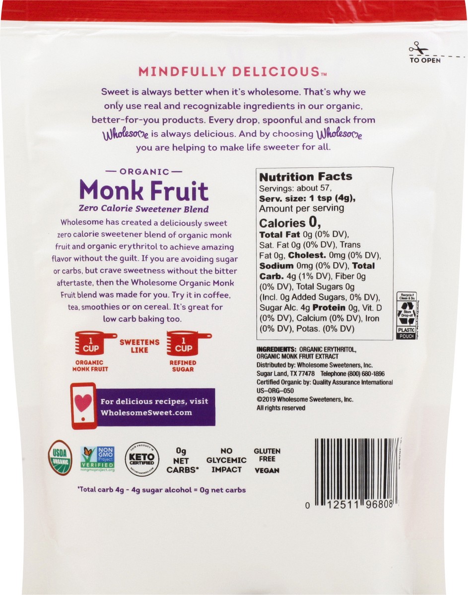 slide 4 of 8, Wholesome Sweetener Monk Fruit Org 8 Oz, 8 oz