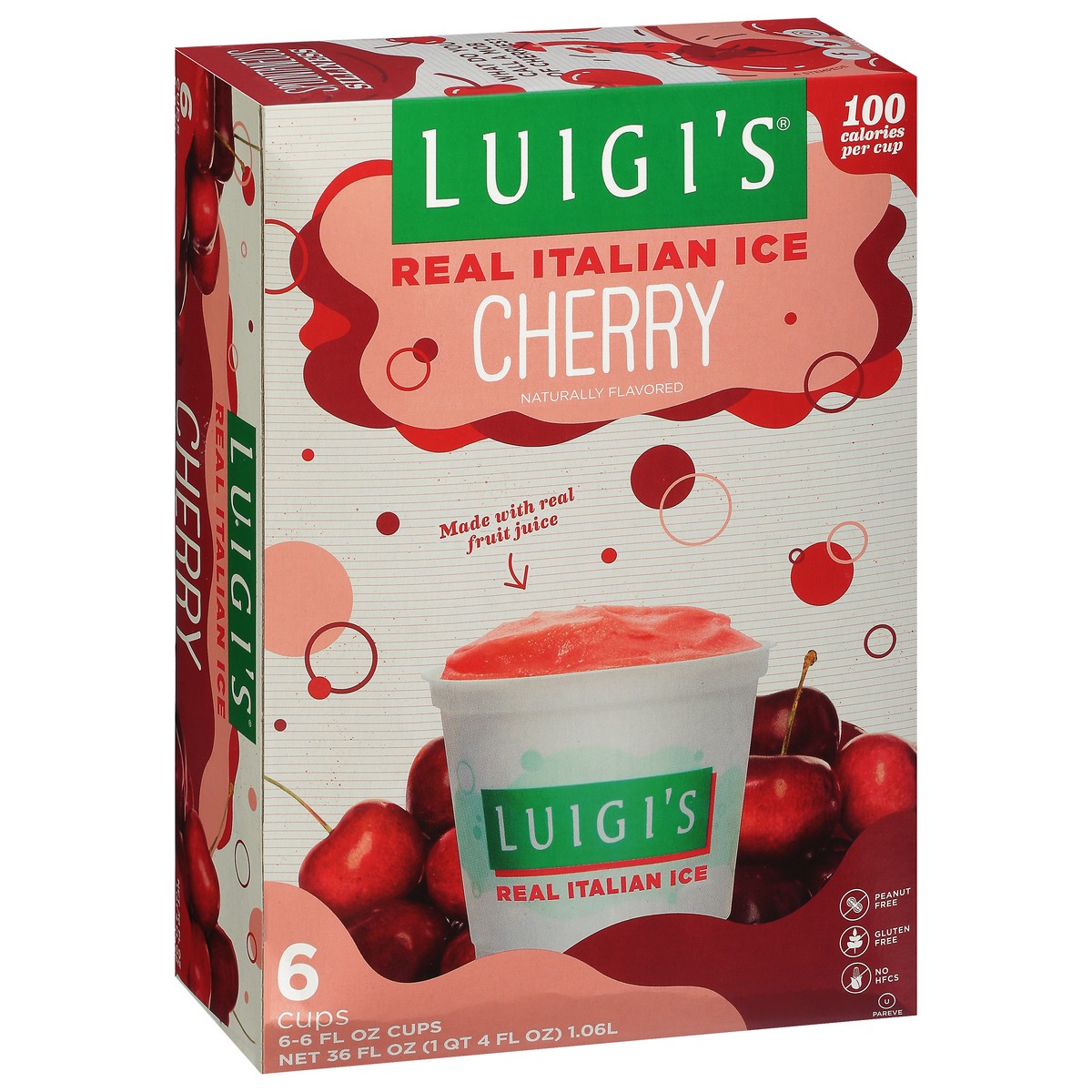 slide 2 of 9, Luigi's Cherry Real Italian Ice 6 - 6 fl oz Cups, 6 ct