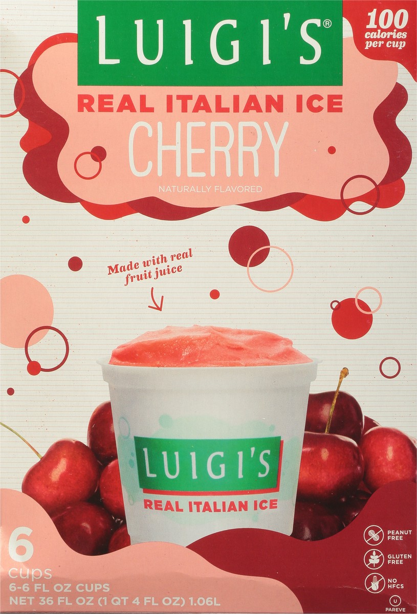 slide 6 of 9, Luigi's Cherry Real Italian Ice 6 - 6 fl oz Cups, 6 ct