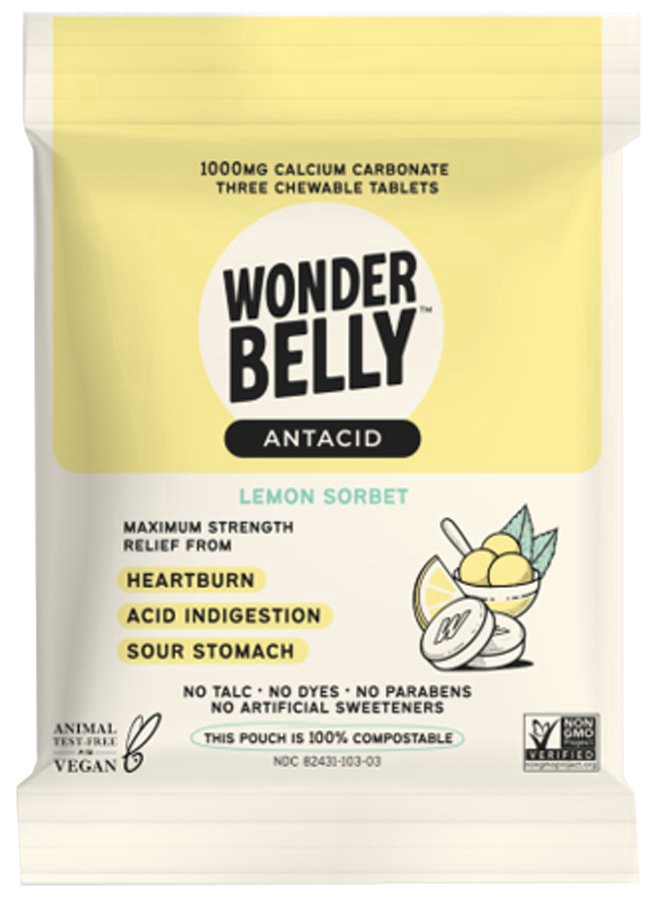 slide 1 of 1, Wonderbelly Lemon Sorbet Antacid Packets, 20 ct