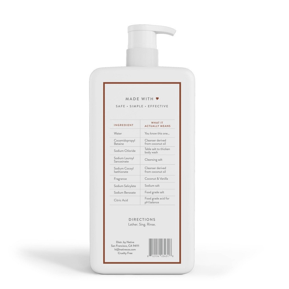 slide 2 of 11, Native Coconut & Vanilla Body Wash Pump, 36 oz, 36 fl oz