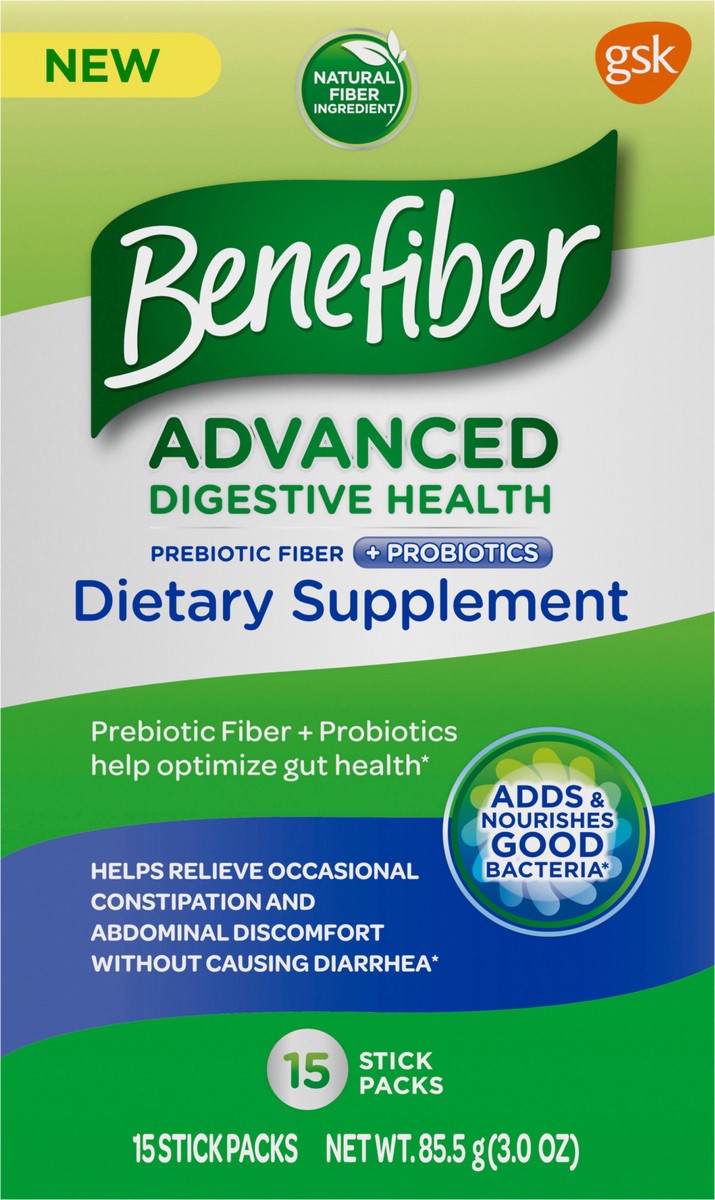 slide 9 of 9, Benefiber Advanced Digestive Health Pre-Probiotic Sticks - 3oz, 15 ct