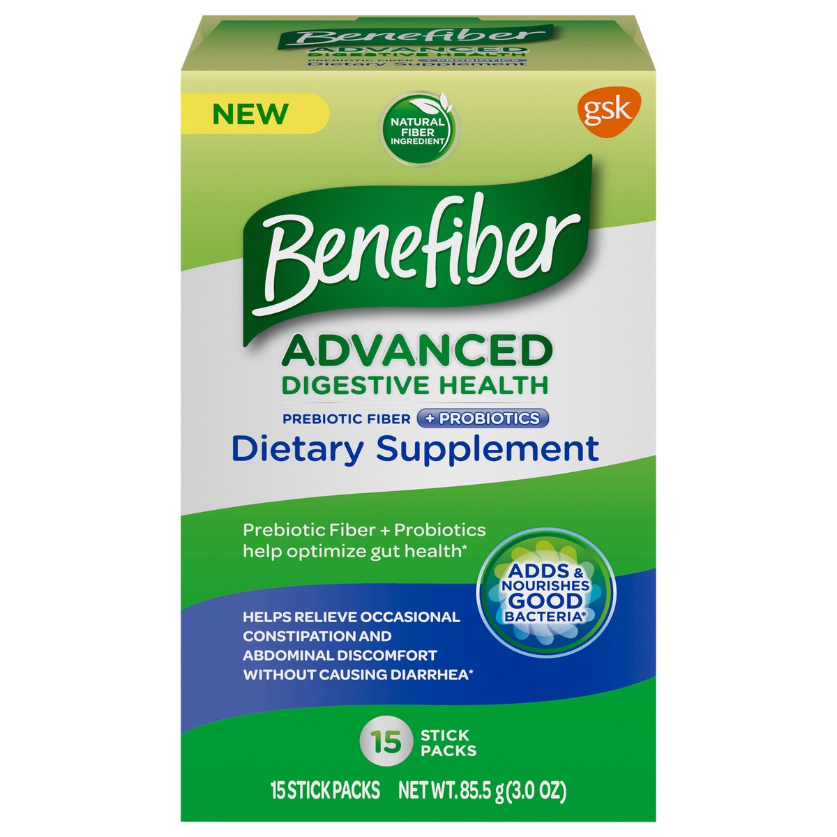 slide 1 of 9, Benefiber Advanced Digestive Health Prebiotic Fiber Supplement Powder with Probiotics - 15 Count, 15 ct