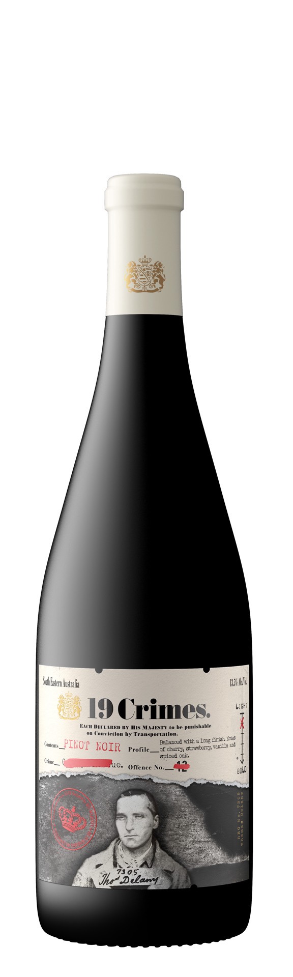 slide 1 of 3, 19 Crimes Pinot Noir, 750 ml