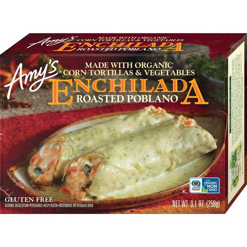 slide 1 of 7, Amy's Organic Poblano Enchiladas, 9.15 oz