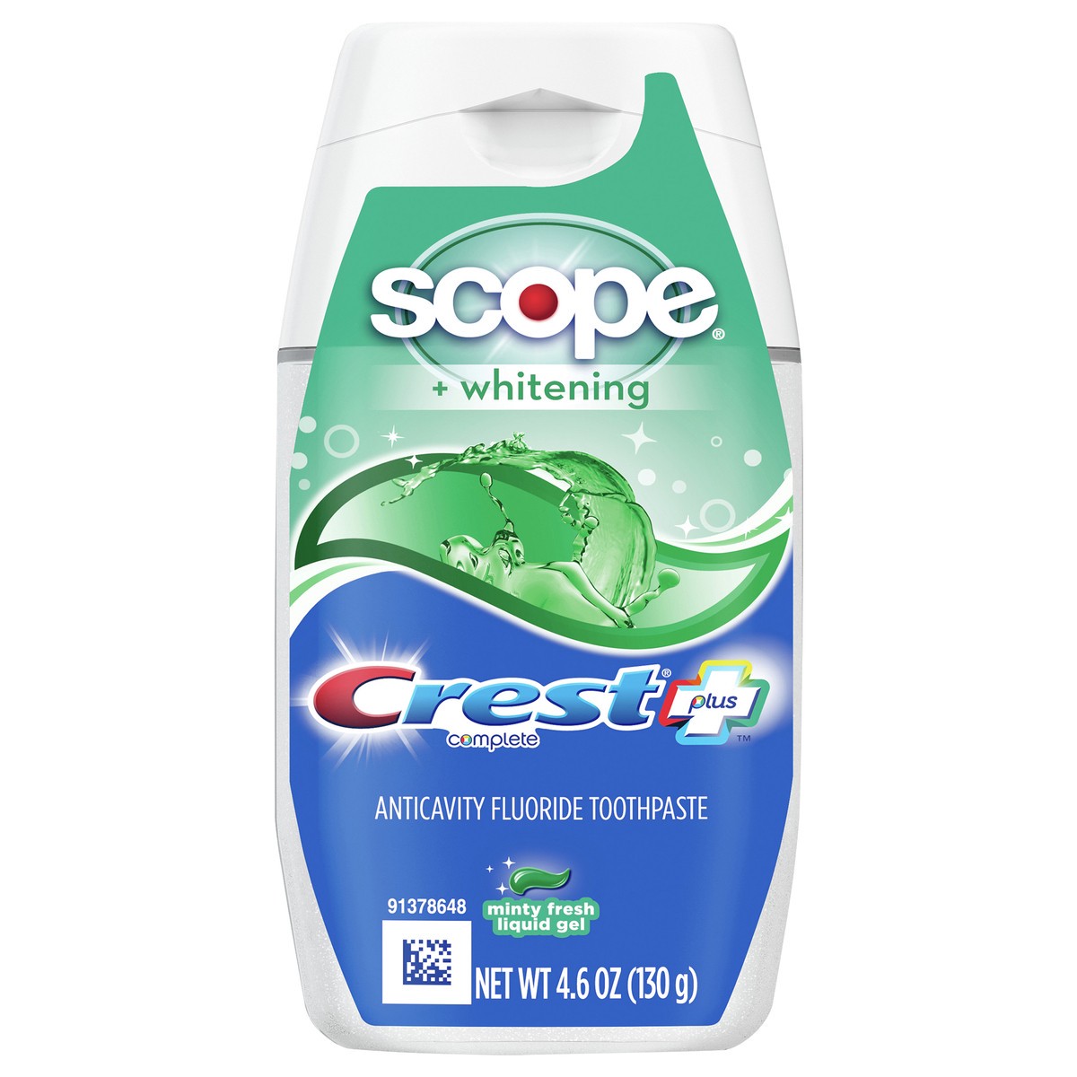 slide 1 of 6, Crest Complete Plus Scope Anticavity Fluoride Minty Fresh Liquid Gel Fluoride Toothpaste 4.6 oz, 4.6 oz