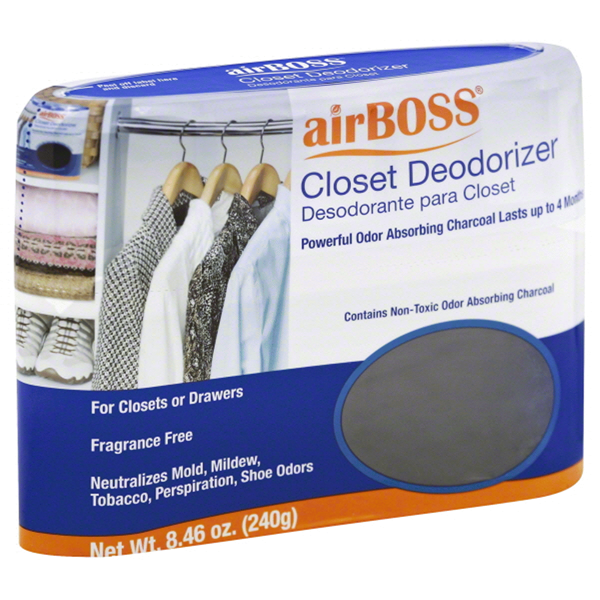 slide 1 of 1, airBoss Closet Odor Eliminator, 8.46 oz