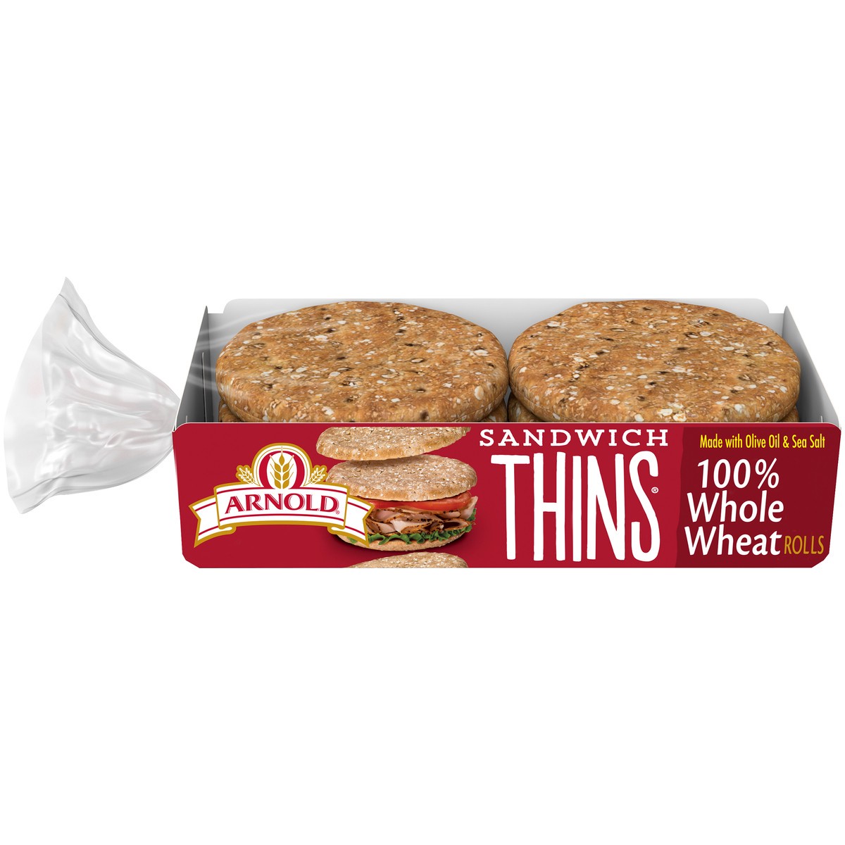 slide 1 of 9, Arnold Whole Wheat Pre-sliced Rolls, 6 count, 12 oz, 6 ct