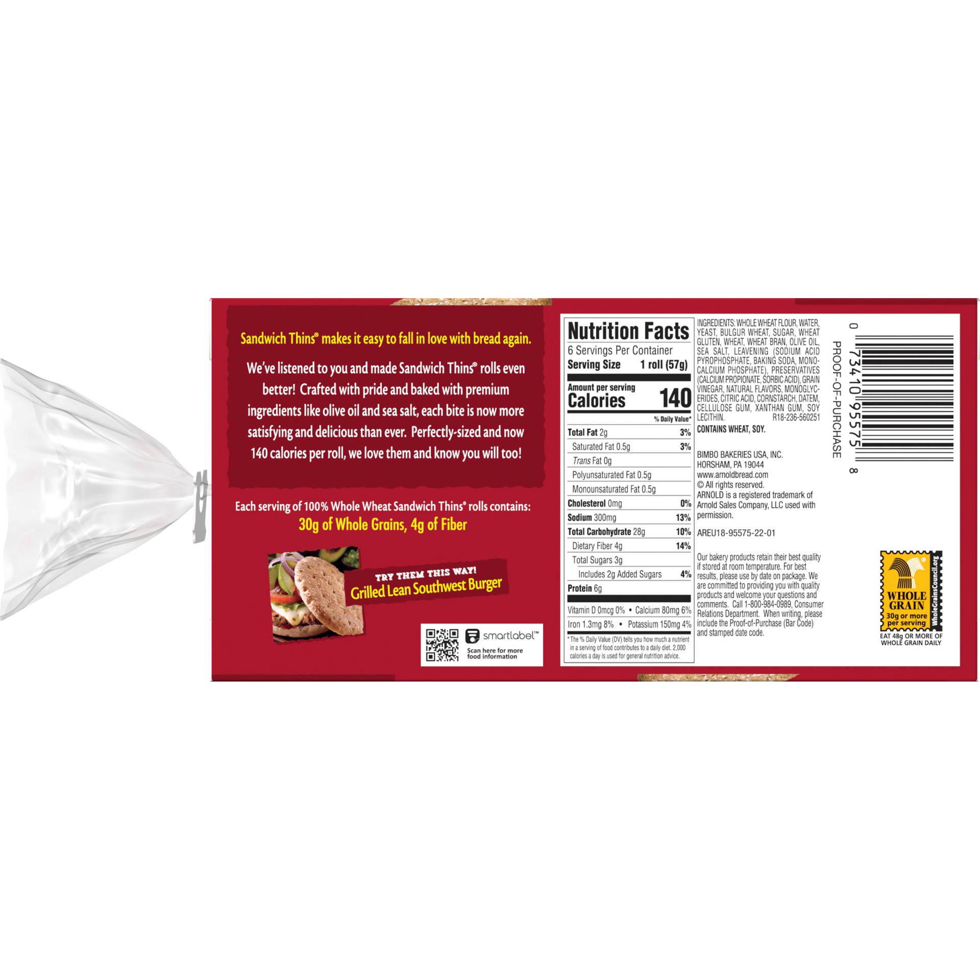 slide 7 of 9, Arnold Whole Wheat Pre-sliced Rolls, 6 count, 12 oz, 6 ct