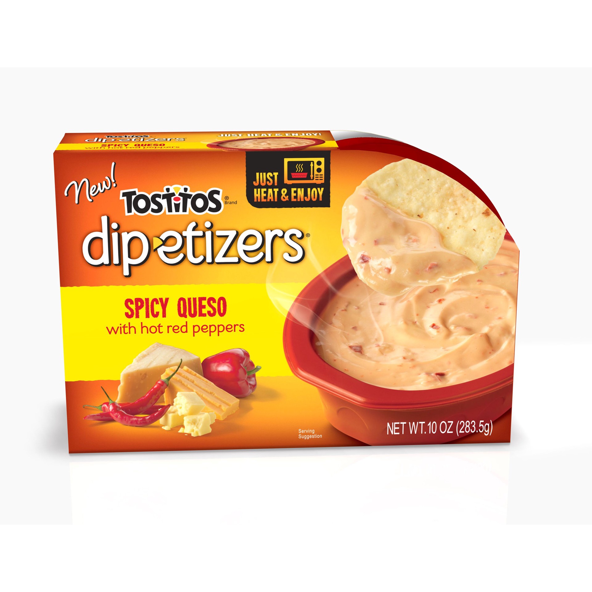 slide 1 of 6, Tostitos Dipetizer Spicy Queso With Hot Red Peppers 10 Oz, 10 oz