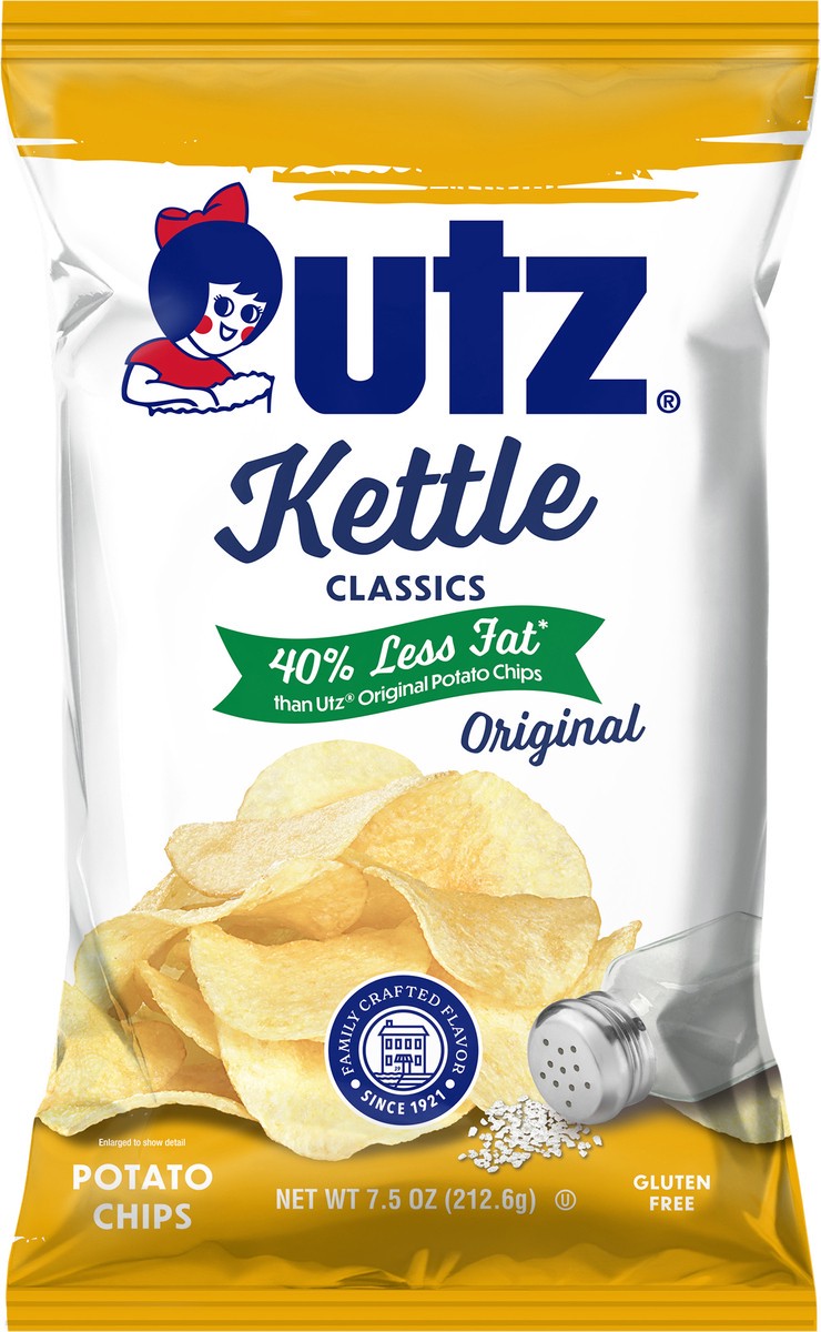 slide 8 of 10, Utz 7.5 oz Utz Kettle Classics Reduced Fat Original Potato Chips, 7.5 oz