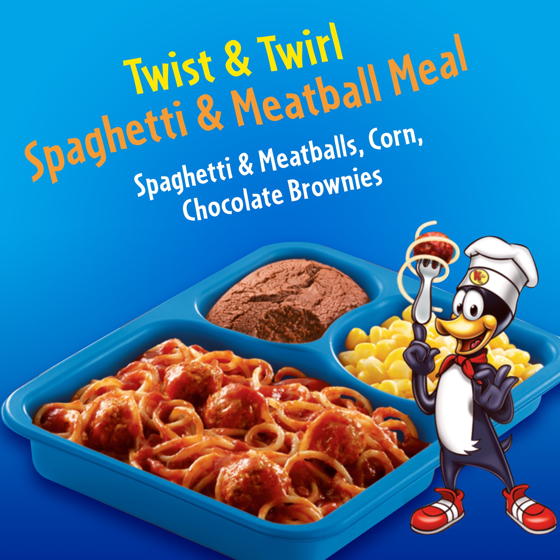 slide 4 of 5, Kid Cuisine Twist and Twirl Spaghetti and Meatballs Frozen Meal With Corn and Fudge Brownie 10.2 oz., 10.2 oz