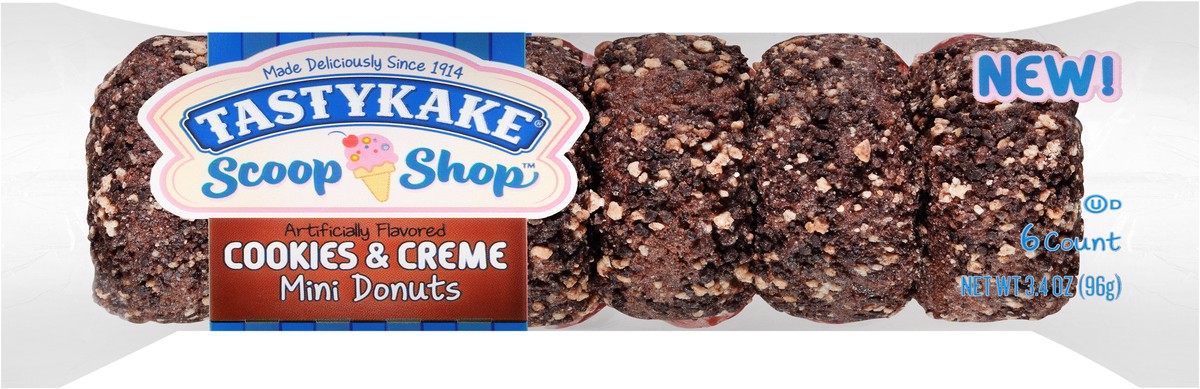 slide 5 of 11, Tastykake Scoop Shop™ Cookies & Creme Mini Donuts 6 ct Pack, 6 ct