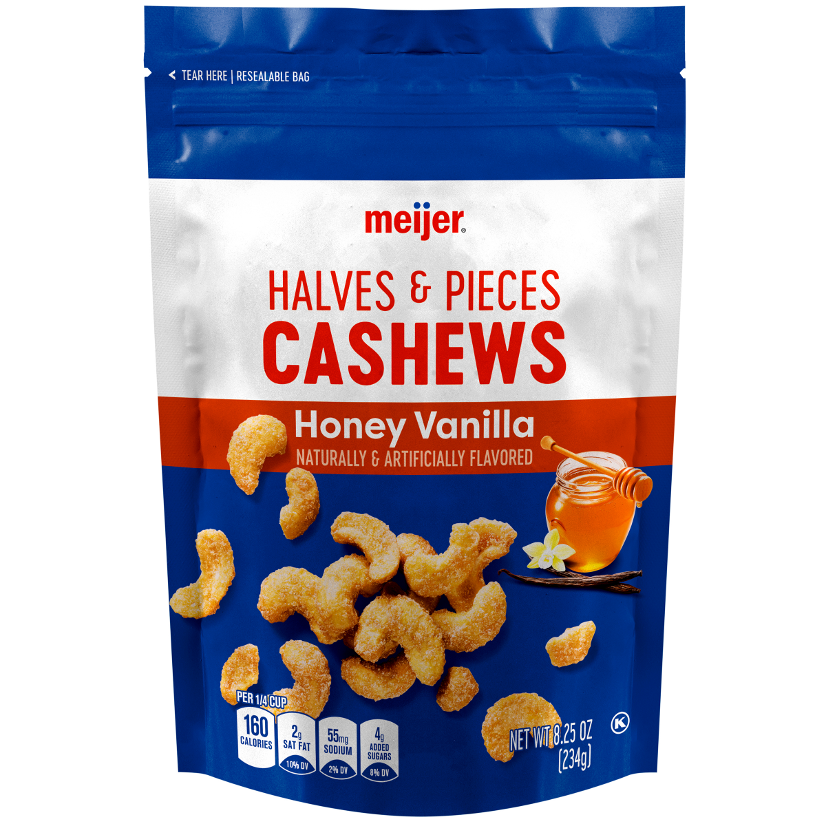 slide 1 of 5, Meijer Honey Vanilla Whole Cashews, 8.25 oz