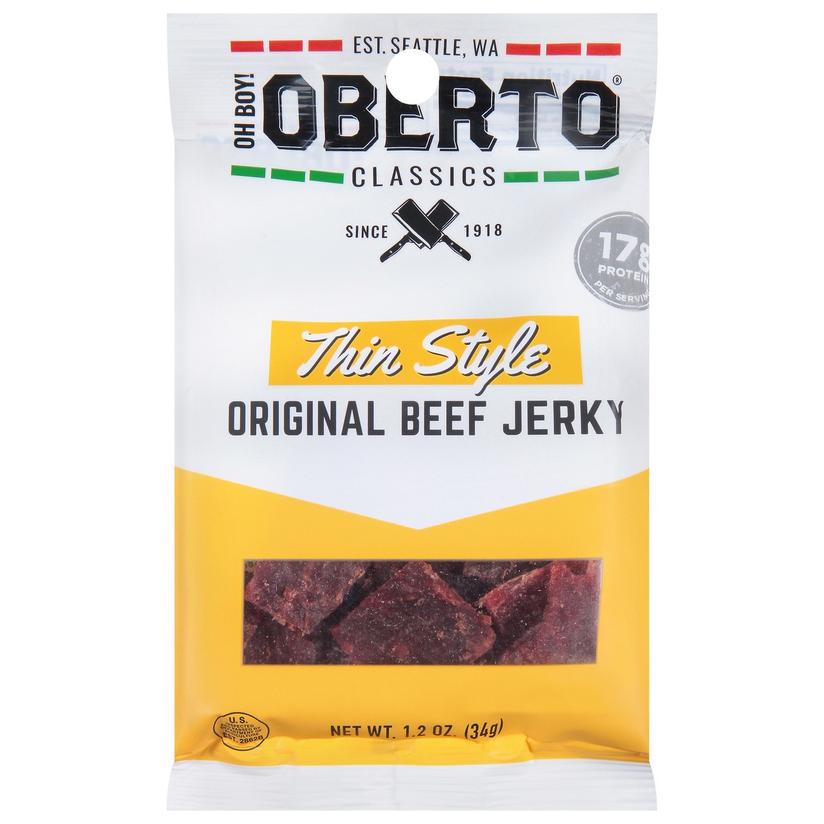 slide 1 of 9, Oberto Natural Jerky, 1.2 oz