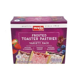 Weis Quality Strawberry, Cherry, and Blueberry Frosted Toaster Pastries Variety 12 Pack