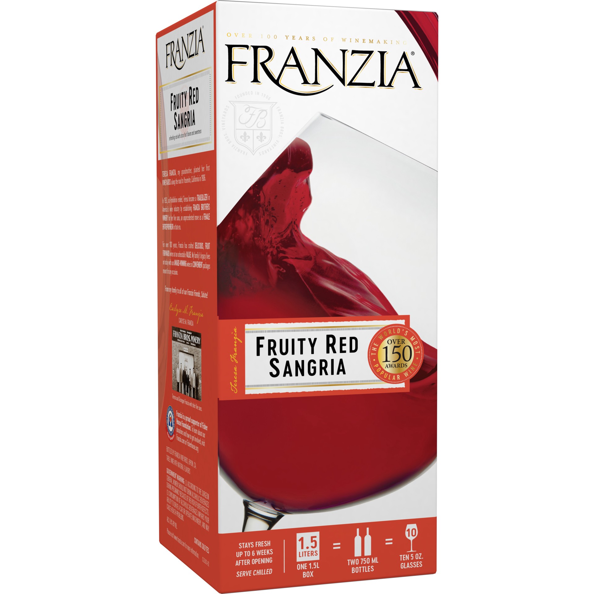 slide 1 of 4, Franzia Fruity Red Sangria Red Wine - 1.5 Liter, 1.50 liter