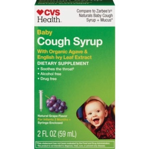 slide 1 of 1, CVS Health Baby Cough Syrup With Organic Agave & English Ivy Leaf Extract, Natural Grape Flavor, 2 oz