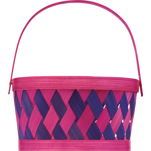slide 1 of 1, COTTONDALE Rnd Bamboo Hdle Basket-Purple/Pink, 1 ct