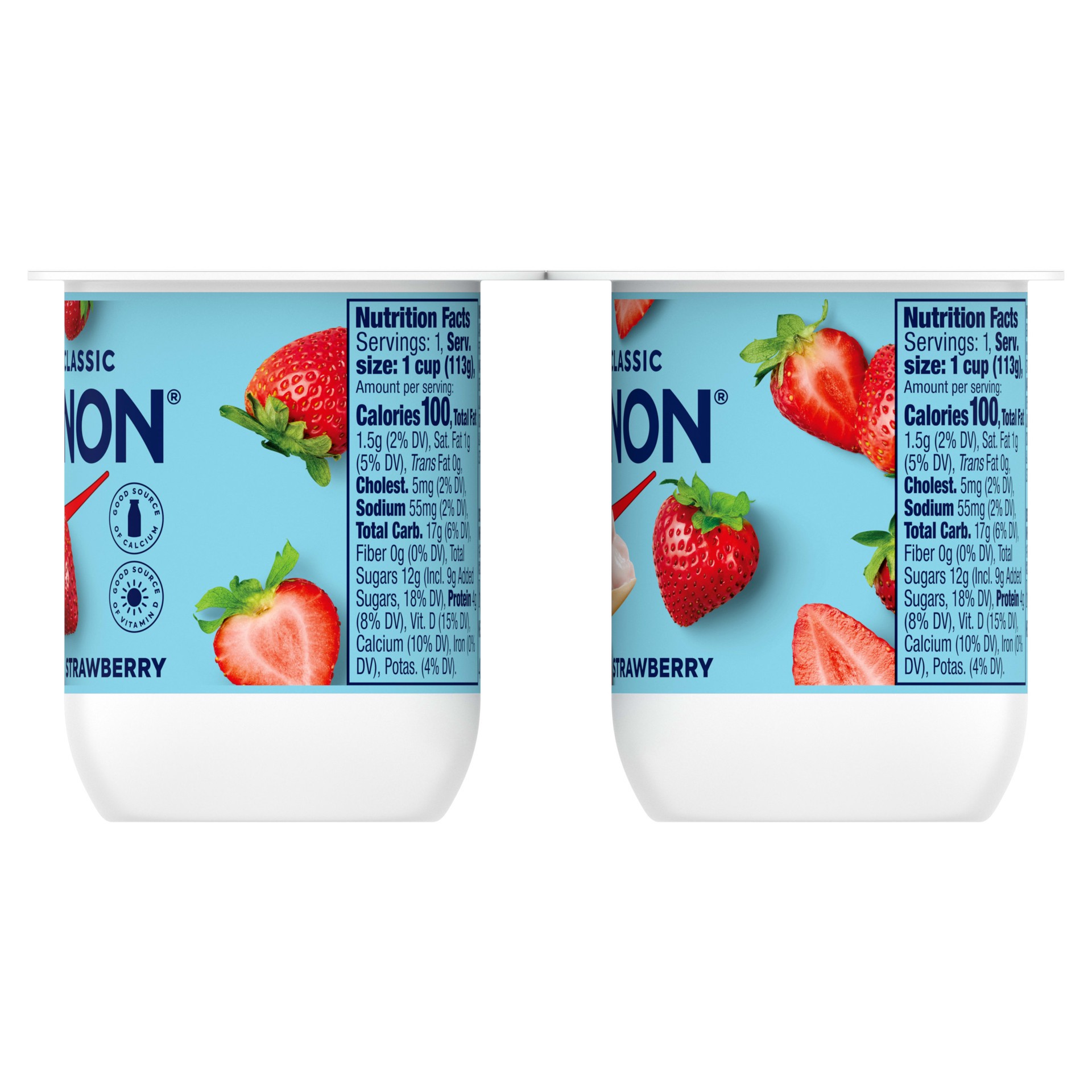 slide 3 of 5, Dannon Creamy Classic Strawberry Low Fat Yogurt, Creamy and Delicious Gluten Free Snacks, Good Source of Calcium and Vitamin D, 4 Ct, 4 OZ Yogurt Containers, 4 oz