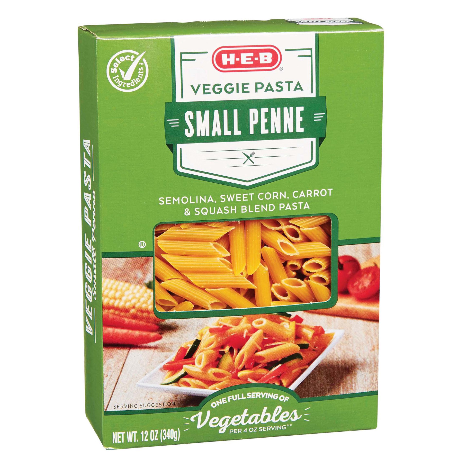 slide 1 of 1, H-E-B Small Penne Veggie Pasta, 12 oz