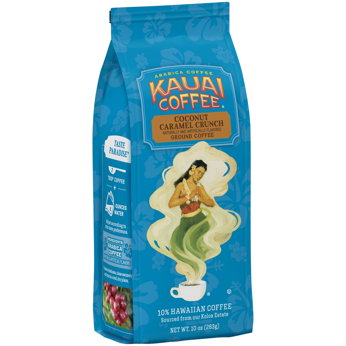 slide 5 of 9, Kauai Coffee Kauai Ground Coffee Coconut Caramel Crunch - 10 oz, 10 oz