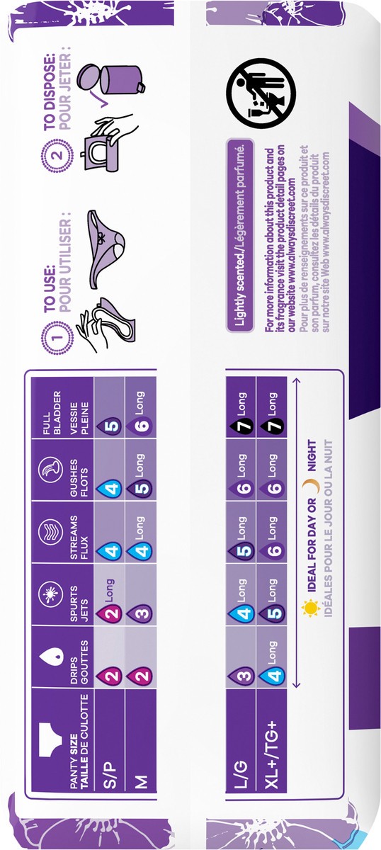 slide 3 of 4, Always Discreet Adult Incontinence Pads for Women, Extra Heavy Absorbency, Regular Length, Postpartum Pads, 33 CT, 33 ct