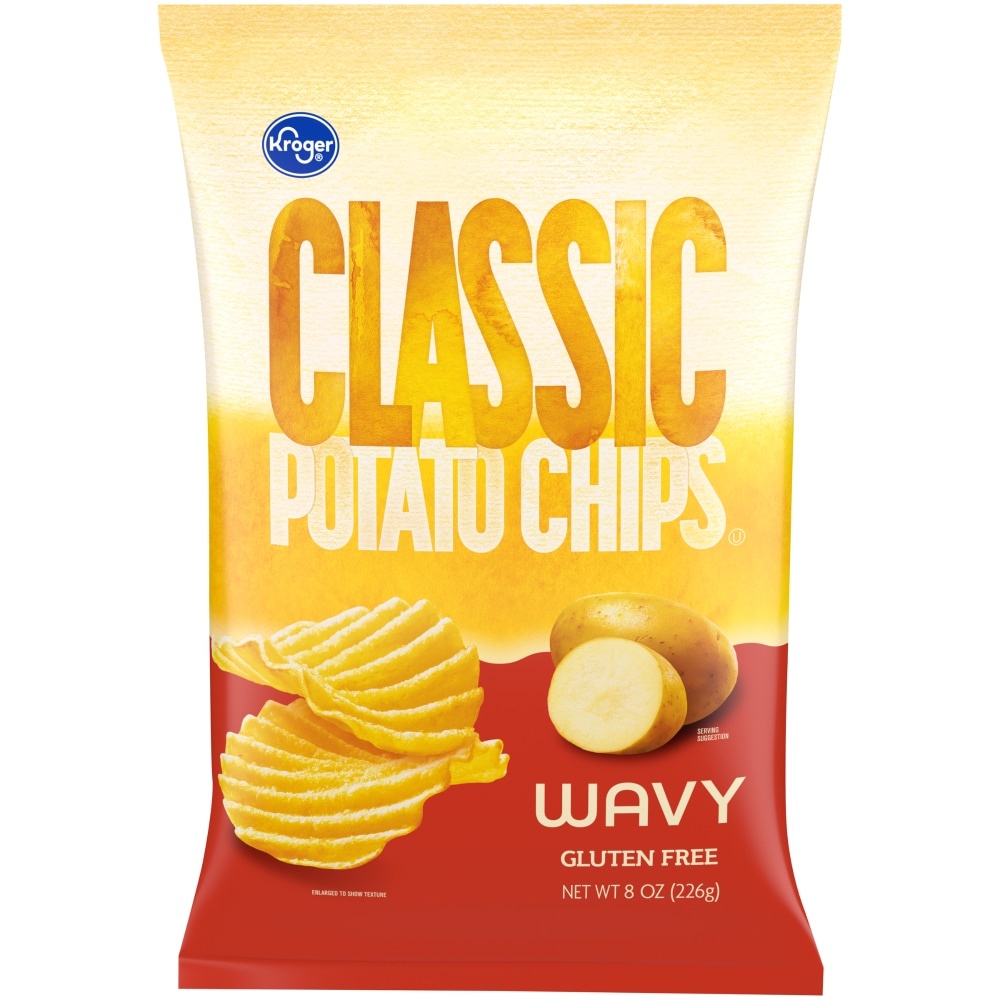 slide 1 of 1, Kroger Classic Potato Wavy Chips, 8 oz