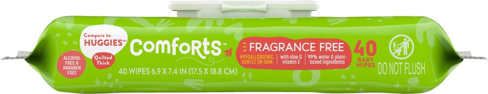 slide 4 of 4, Comforts Fragrance Free Baby Wipes, 40 ct