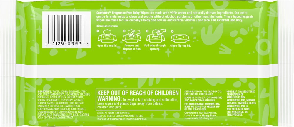 slide 3 of 4, Comforts Fragrance Free Baby Wipes, 40 ct