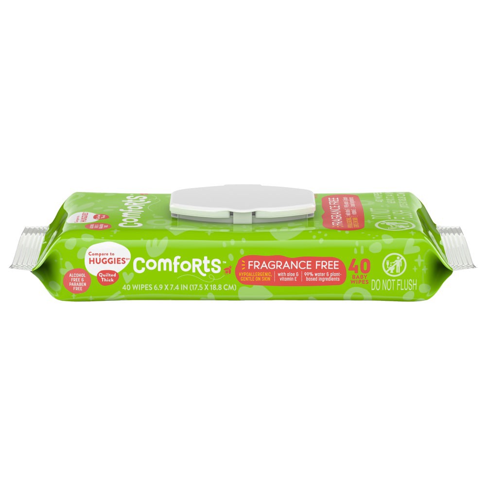 slide 1 of 4, Comforts Fragrance Free Baby Wipes, 40 ct