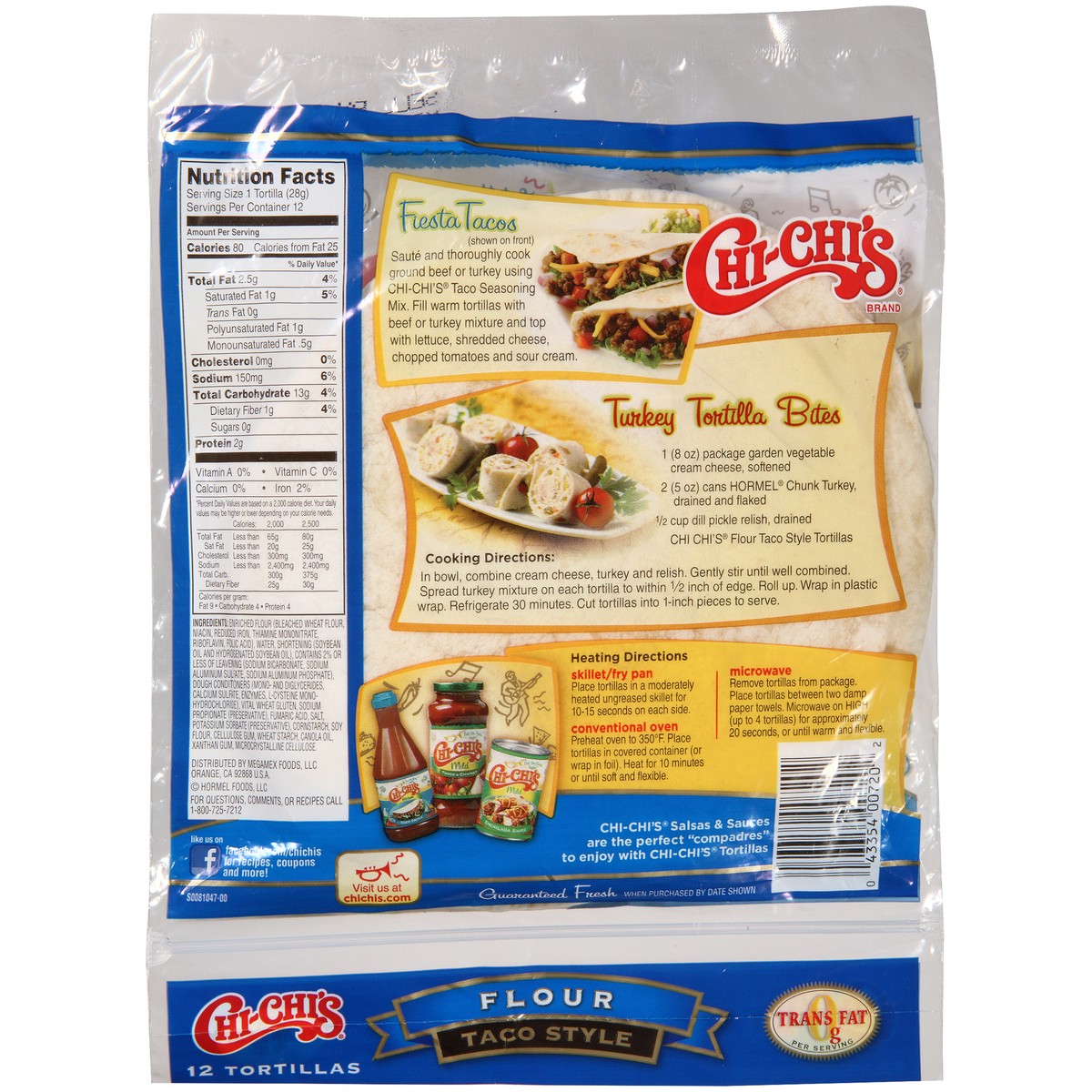 slide 3 of 7, Chi-Chi's Flour Taco Style Tortillas 12 ct Bag, 12 oz