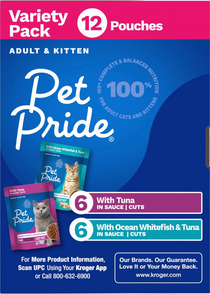 slide 4 of 4, Pet Pride Whitefish & Tuna Seafood Variety Pack Pouches, 12 ct