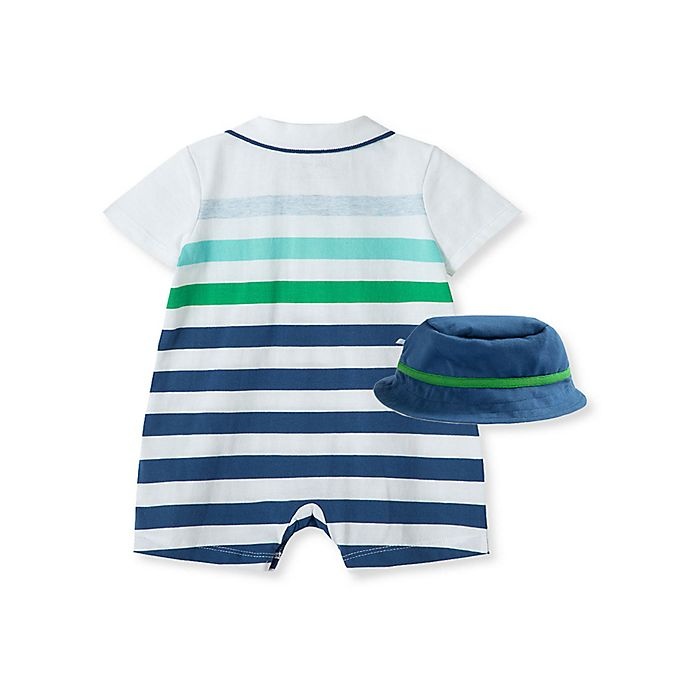 slide 2 of 2, Little Me Newborn Stripe Sailboat Romper and Hat Set - Blue, 2 ct