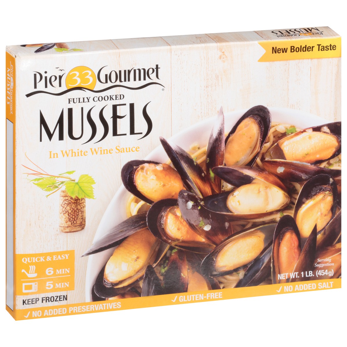 slide 2 of 14, Pier 33 Gourmet Mussels in White Wine Sauce 1 lb, 1 lb