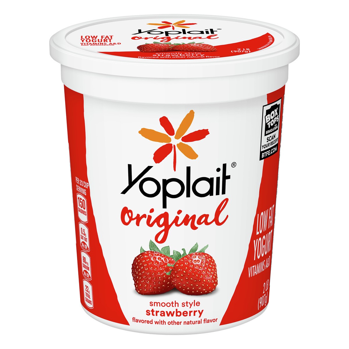 slide 1 of 8, Yoplait Original Smooth Style Strawberry Low Fat Yogurt, 32 OZ Yogurt Tub, 32 oz