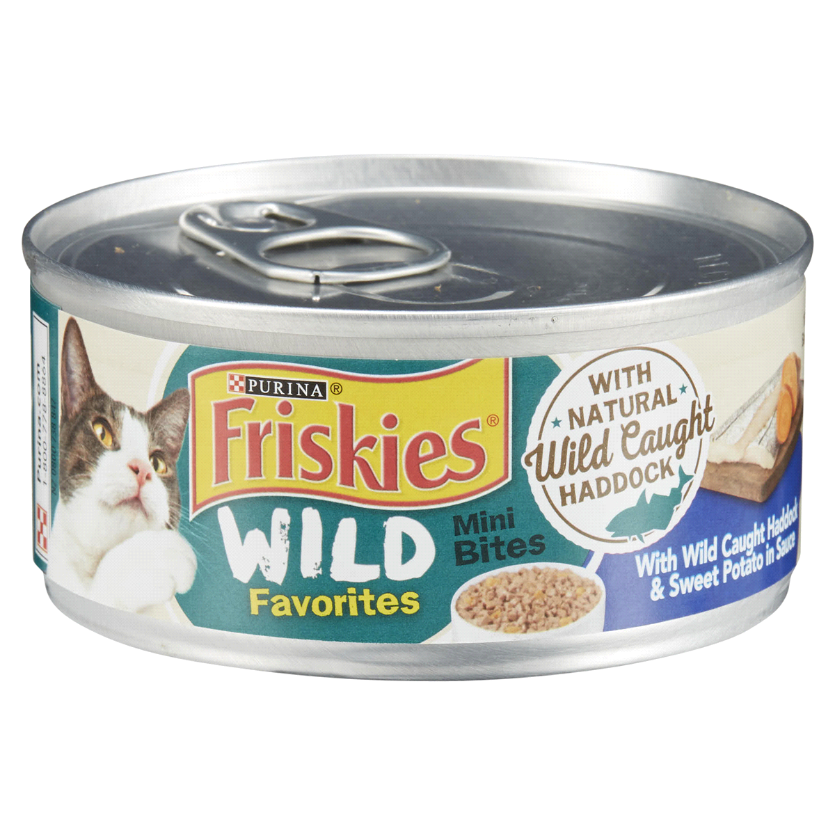 slide 1 of 1, Friskies Wild Favorites Mini Bites With Wild Caught Haddock & Sweet Potato In Sauce Wet Cat Food, 5.5 oz