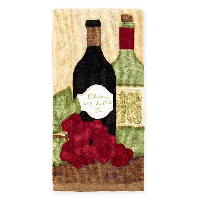 slide 1 of 1, KitchenSmart Colors Painterly Grapes and Wine Fiber Reactive Kitchen Towel - Paprika, 1 ct