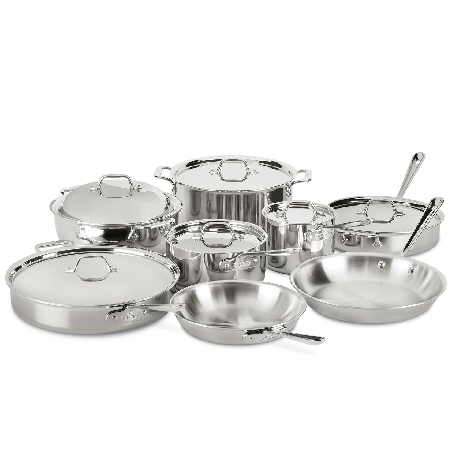 slide 1 of 1, All-Clad d3 Stainless Steel Cookware Set, 14 ct