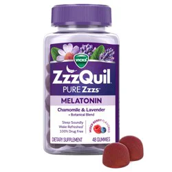 ZzzQuil Pure Zzzs, Melatonin + Chamomile & Lavender, Wildberry Vanilla, Gummies