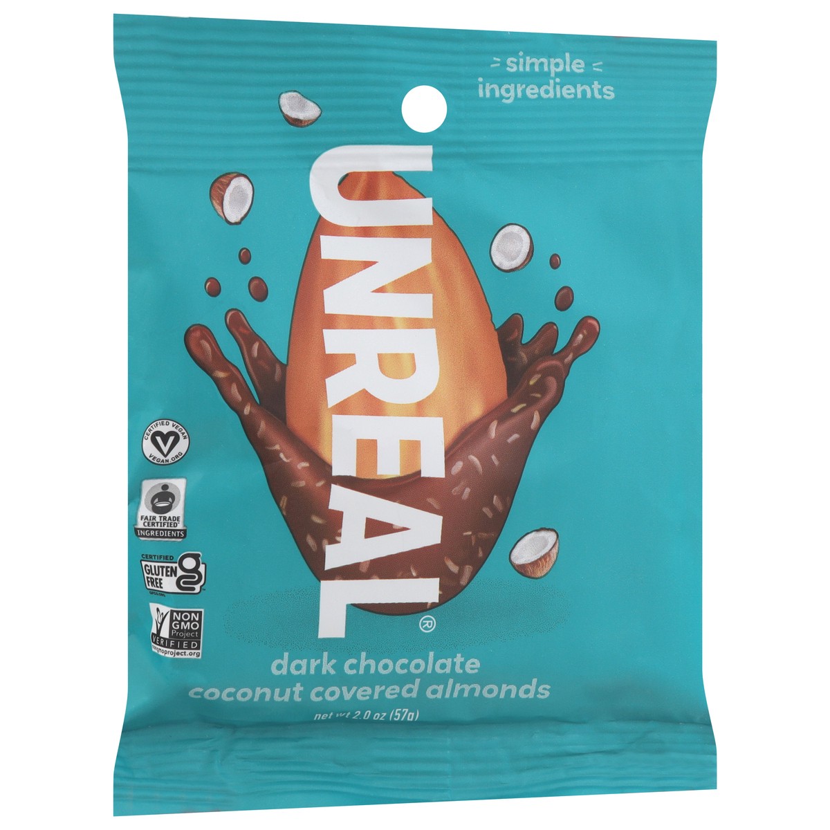 slide 4 of 4, Unreal Dark Chocolate Coconut Covered Almonds 2.0 oz, 2 oz