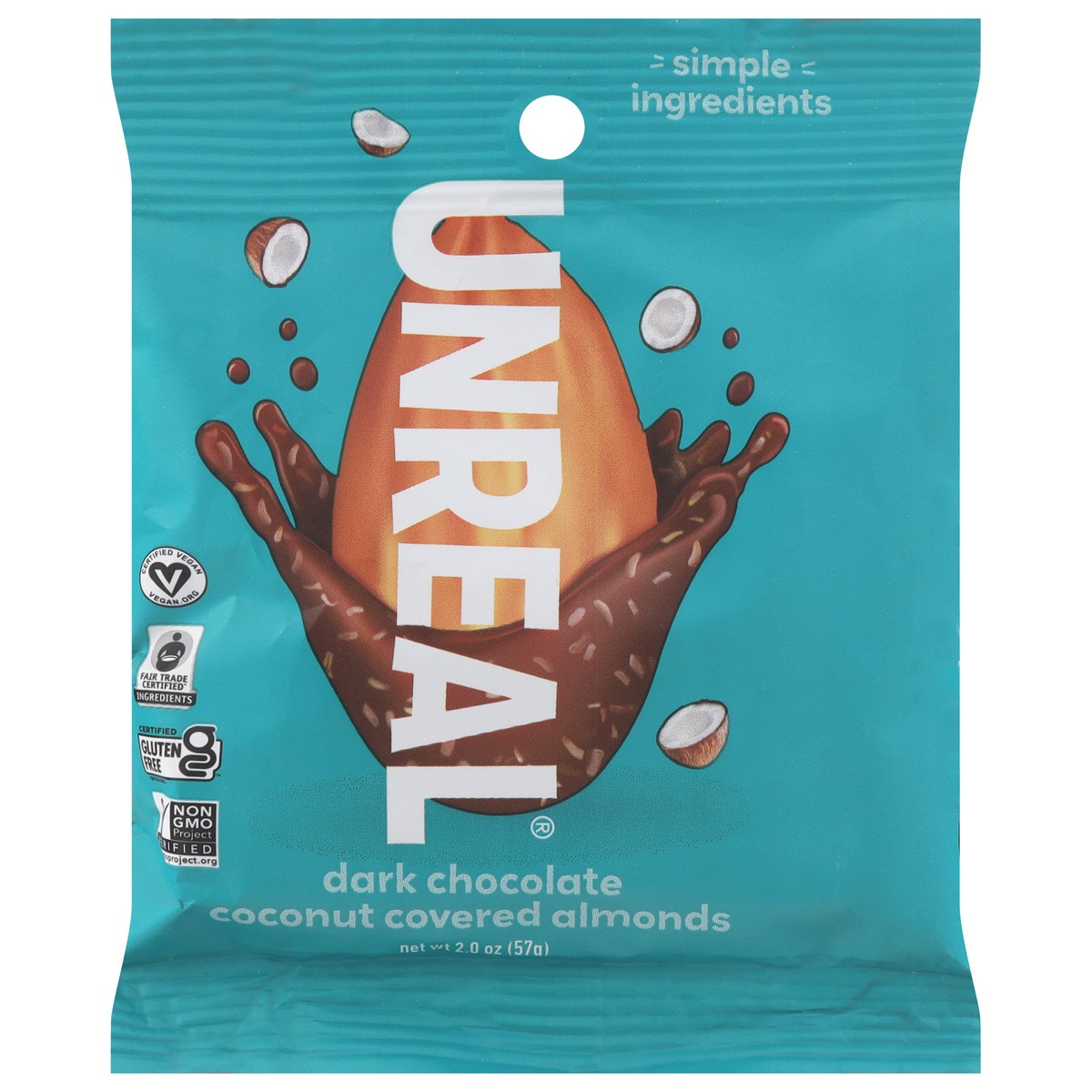 slide 1 of 4, Unreal Dark Chocolate Coconut Covered Almonds 2.0 oz, 2 oz