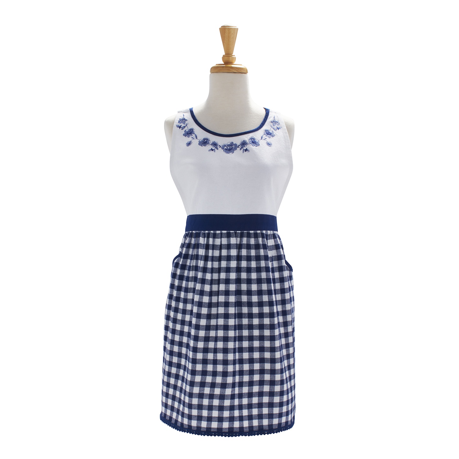 slide 1 of 1, Sur La Table Gingham Floral Apron, 32 in x 19 in