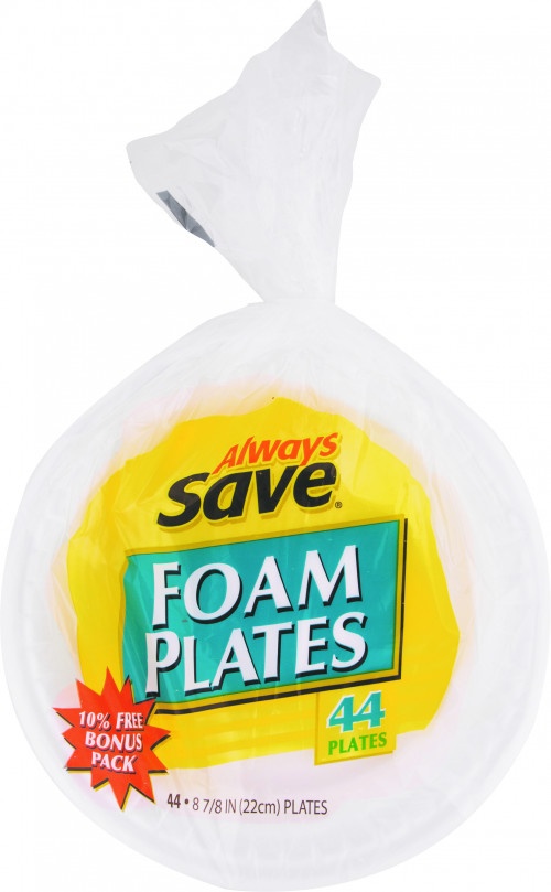 slide 1 of 1, Always Save Foam Plates, 44 ct