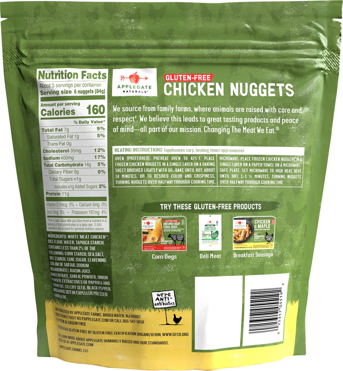 slide 2 of 7, Applegate Naturals Gluten Free Chicken Nuggets, 16 oz