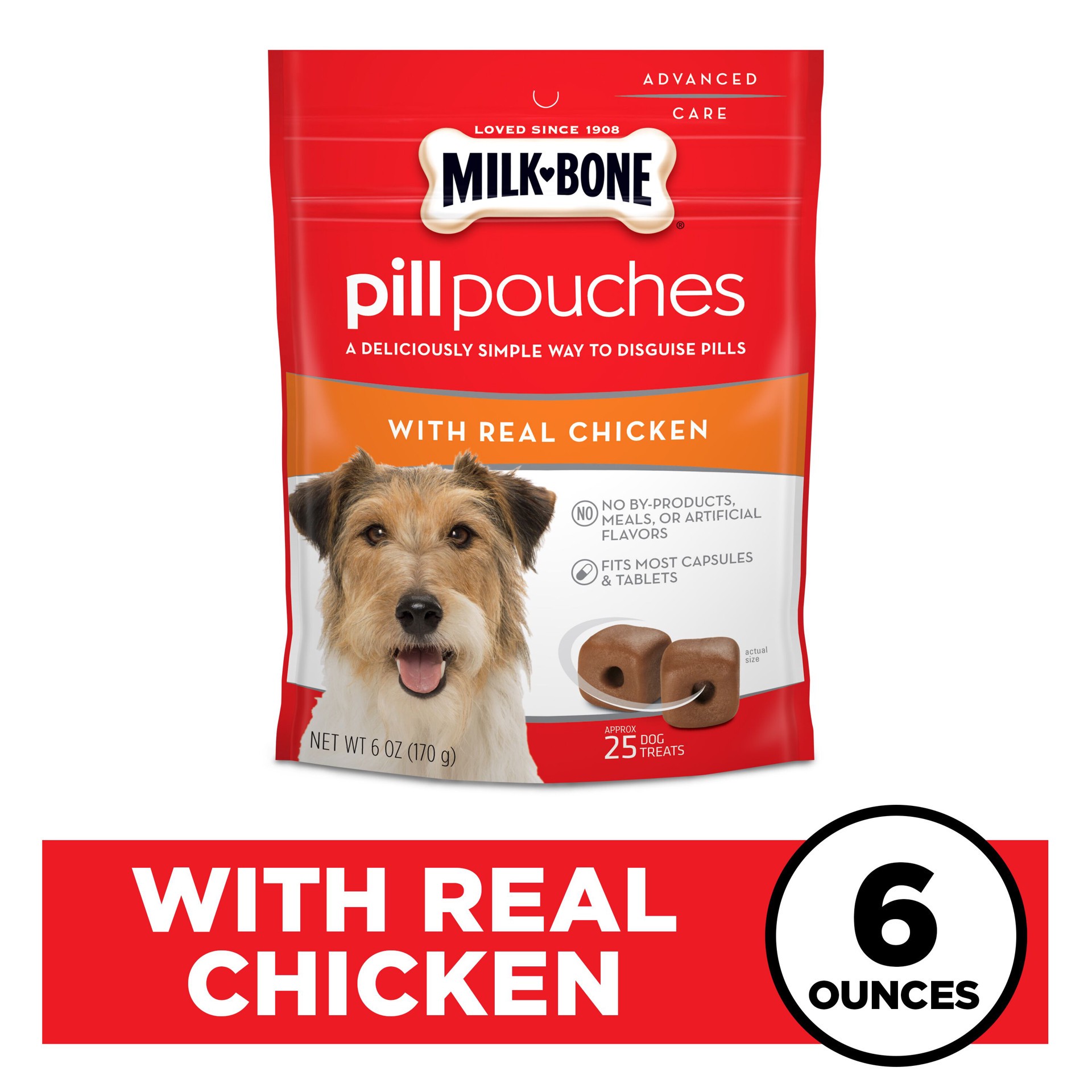 slide 2 of 6, Milk-Bone Chewy Dog Treats Bone Pill Pouches Chicken Flavor 6oz, 6 oz