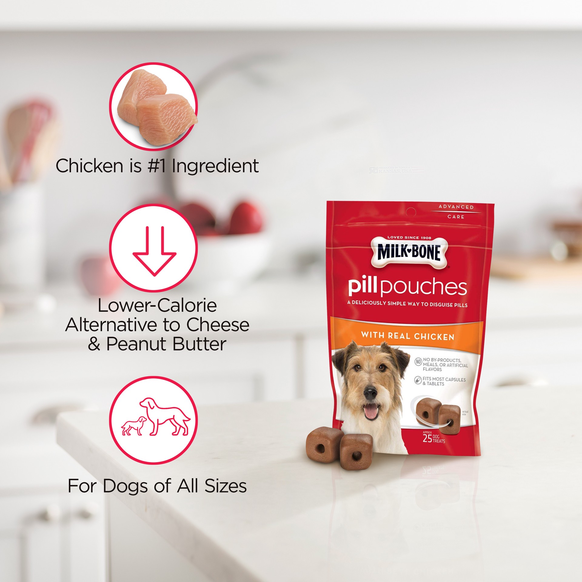 slide 4 of 6, Milk-Bone Chewy Dog Treats Bone Pill Pouches Chicken Flavor 6oz, 6 oz